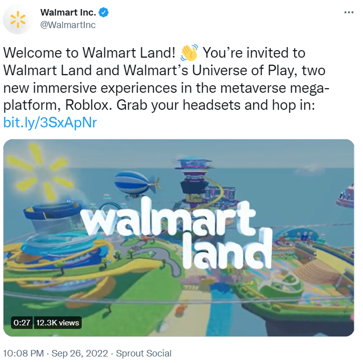 沃尔玛在 Roblox 上推出元宇宙体验 Walmart Land 和 Walmarts Universe of Play